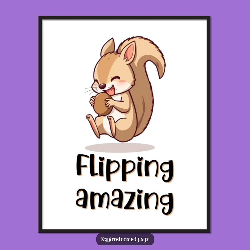 Funny Digital Art: Squirrel's Somersault - Instant Action for Your Walls