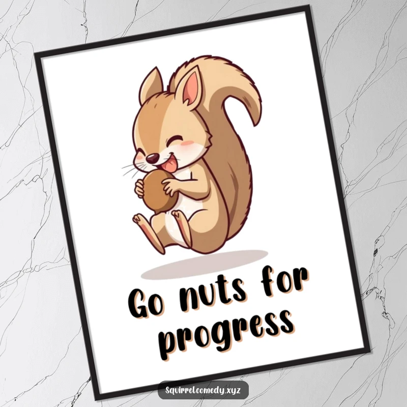 Funny Free Printable Wall Art: A quick squirrel mid-somersault, nut held securely, showcasing athletic prowess and humor.